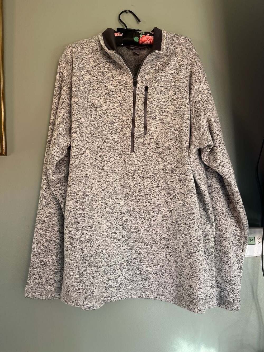 Eddie Bauer Men's Cloud Layer Fleece 1/4 Zip Pullover in Grey Marl XLT